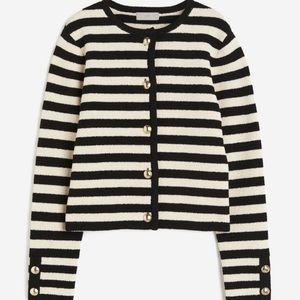 Knit cardigan, black-striped.